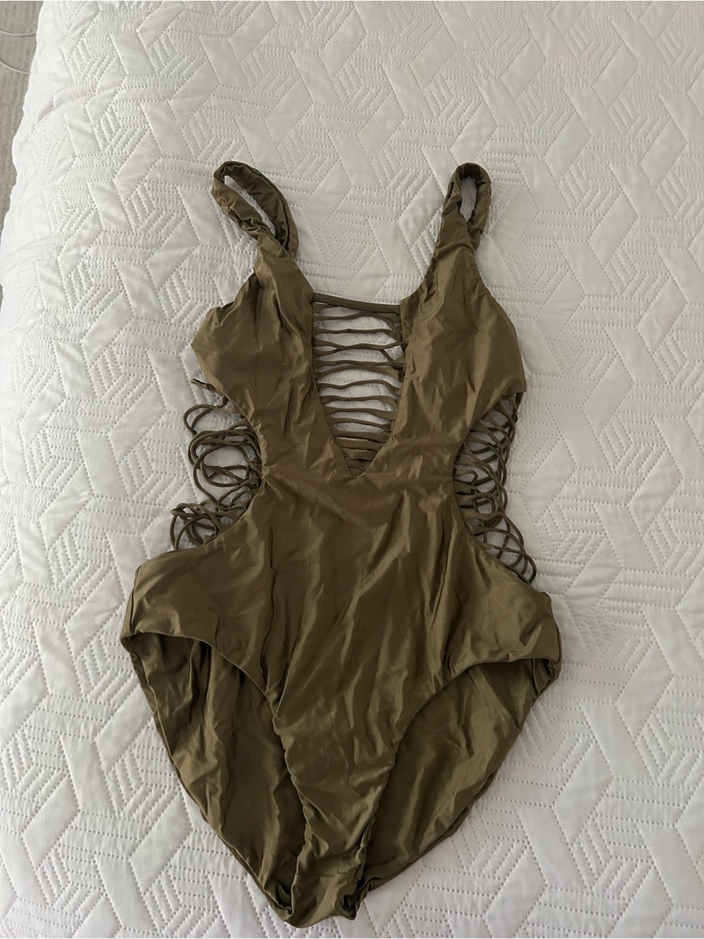 Olive Cutout One-Piece Swimsuit